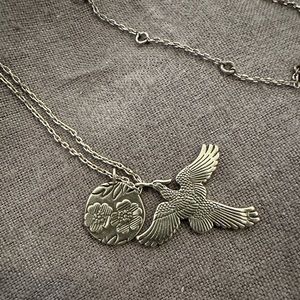 Dreamer Charm Necklace Johnny Was Bird silver Guc
